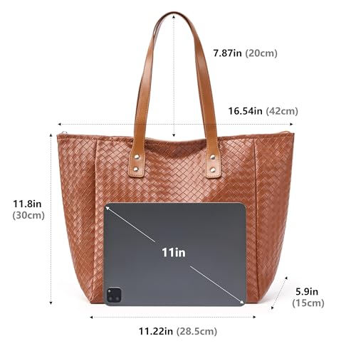 Bolso tote para mujer de cuero PU vegano tejido miniatura 6