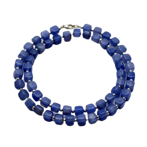 Collier de perles de calcite bleue cadeau bien-être unique fait main pour femme