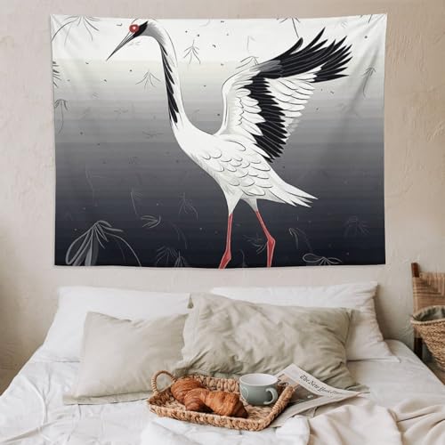 Tapisserie murale legere grue japonaise WSOIHFEC lavable et douce pour habillage esthetique - 7