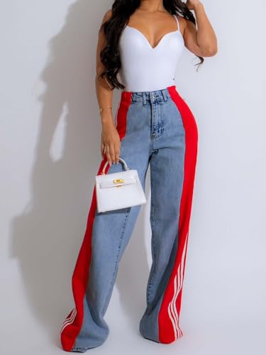 Y2k High Waisted Straight Jeans for Women - Colored Baggy Pants 2000s Style4
