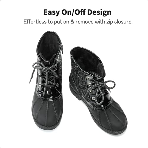 DREAM PAIRS Girls Glitter Ankle Boots Warm,Black,9 Toddler - image 3