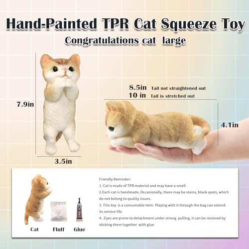 Image of Big Hand Painted Cat Squishy Toys,Large Cute Ultra Soft Kitty Squeeze Fidget Toys for Stress Relief ,Kawaii Squishies Sticky Animal Toys for Adults Kids,Decompression Sensory Balls (Congratulations)