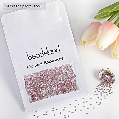 Image of Beadsland 2880pcs Flat Back Crystal Rhinestones Round Gems for Nail Art and Craft Glue Fix,Light Pink,SS6,1.9-2.1mm | Flatback Glass Gems, 1.9-2.1mm, for Nail Art Craft, Glue Fix,Light Rose