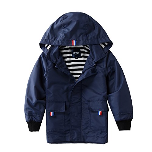 M2C Boys Rain Jacket Waterproof Cotton Lined Rain Coat 4-5 Navy
