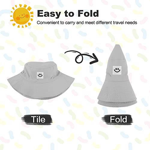 Fynnsure Smile Face Baby Sun Hat Baby Boy Girl Hats Toddler Sun Hat Bucket Hat Upf 50+ Infant Sun Hat Newborn Sun Hat Gray 0-6 Months #TOP4
