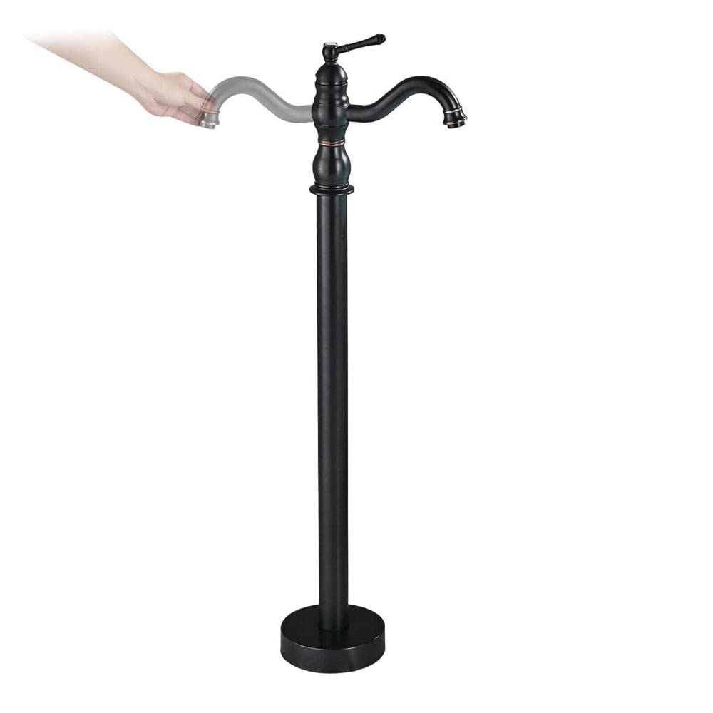 SnamicE Faucet Floor-mounted freestanding bathtub faucet waterfall bathtub filling hot and cold water faucet with shower,Orb-sq