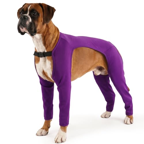 Body Chien Opération avec Manche, Léger Body Pattes Arrière Combinaison de Protection Chien Vêtements Postopératoires Manchon de Récupération Chirurgicale Confortable(Violet, 2XL)