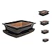 Cuenco de cerámica para bonsái en diferentes tamaños, color negro, maceta con plato/cuenco, veteado para interior y exterior, ovalado (24 x 18 x 7 cm)