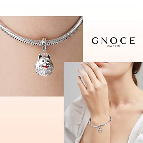 Image of GNOCE Pet Dog Bowl Bead Charm For Women, S925 Sterling Silver Bead Charm NecklaceBracelet for Her, Jewelry Gift