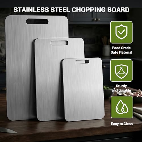 Set de tablas para cortar en acero inoxidable, 3 piezas miniatura 6