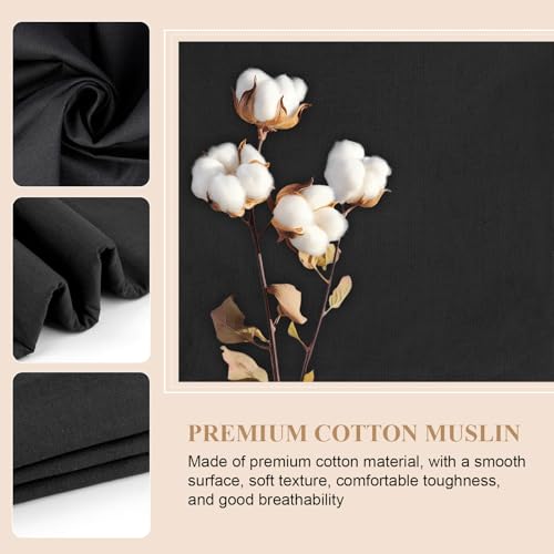 Image of 100% Cotton Muslin Fabric, 59 Inch X 5 Yards Black Fabric by The Yard | Medium Weight, Easy Care, Fabric for Sewing Embroidery , Garments, Crafts Material, Apparel Cloth