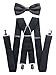 Price comparison product image axy men's braces with bow tie  4 strong clips - X-shape. Dunkelgrau (Hosenträger Breit 3,5cm)