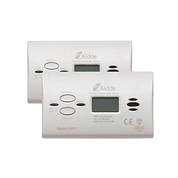 2 x Kidde 7DCO Carbon Monoxide Alarms - Digital Display 10 Year Guarantee