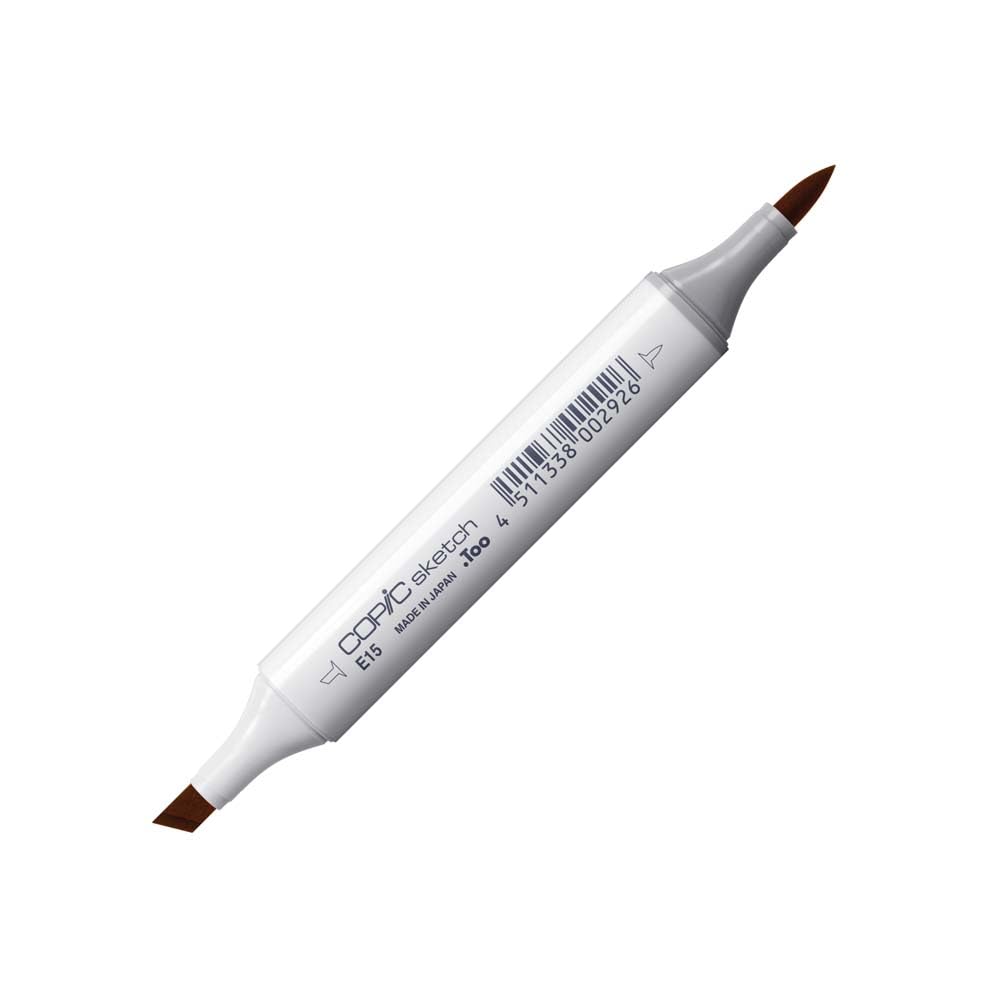 Copic Sketch Coloured Marker Pen - (E-15) Dark Suntan, For Art & Crafts, Colouring, Graphics, Highlighter, Design, Anime, Professional & Beginners, Art Supplies & Colouring Books