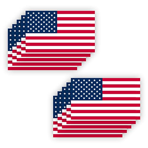 Image of IGNIXIA American Flag Decal, USA Flag Car Stickers 5x3 Inches American Flag Sticker (Pack of 10) Support US Military Waterproof Bumper Stickers, USA Window Stickers (USA Flag)