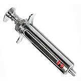  Kaliove Inyector de 10 ml Ganado Reutilizable de Acero Inoxidable jeringa Veterinaria hipodérmica Vidrio con Tornillos de Bloqueo,10ml