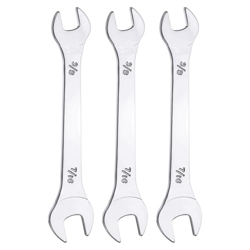 sourcing map Set di 3 chiavi sottili a doppia estremità aperta, 3/8 × 7/16 SAE super sottile piccola chiave a testa piatta lucidata a specchio chiave aperta per riparazione automobilistica