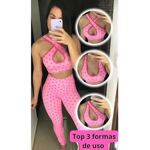 Conjunto + Legging e Top com 3 Formas De Uso Em Suplex Grosso Tamanho Único, Veste 38-42 Cores Sorti