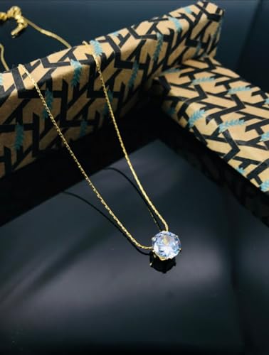 Image of Stone Necklace Set For Women Stylish | Anti Tarnish Waterproof Stainless Steel Chain Pendant Necklaces Jewelry for Love | Gold Plated Jewellery Accessories for Woman & Girls | Birthday Gift for Wife & Girlfriend