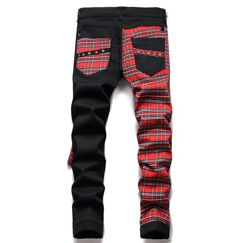 Mens Zip Strap Cargo Denim Pants Patchwork Regular Fit Flex Jean Hip Hop Straight Fit Jeans2