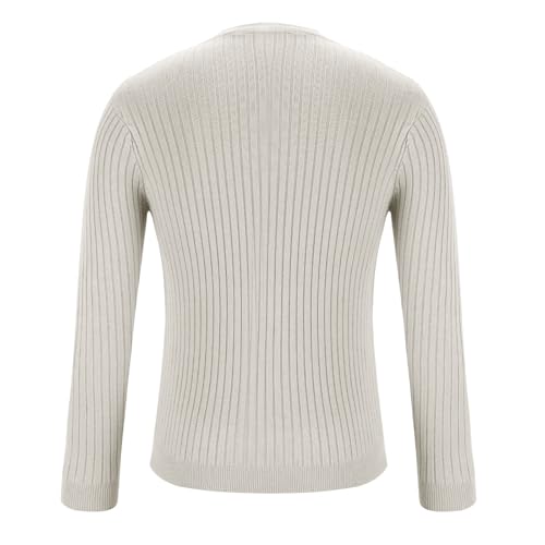 Dgoopd Twist Knitted Sweater for Men Crew Neck Pullover Sweater Casual Cable Knit Sweater Plus Size Long Sleeve Sweater4