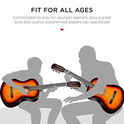 Image of Best Choice Products 38in Beginner All Wood Acoustic Guitar Starter Kit w /Case, Strap, Digital Tuner, Pick, Strings - Sunburst