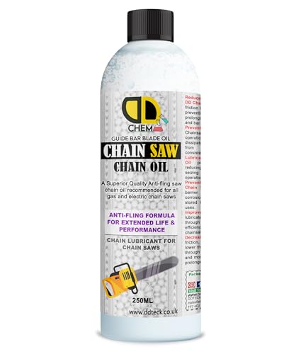 DD Teck 250ml | Chainsaw Chain & Bar Oil For All Makes & Models, Premium Lubricant, Anti Rust Chainsaw Chain Oil, Non Toxic Lubricating Bio Mineral Oil (250ml)