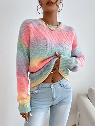 Image of Floerns Women's Drop Shoulder Long Sleeve Crew Neck Sweater Pullover Top