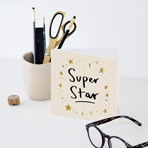 Old English Co. Super Star Well Done Sparkle Card - Fun Cute Congratulations Card For Adult Or Children | Passed Exams, New Job, School, University, Driving Test | Blank Inside & Envelope Included #TOP2