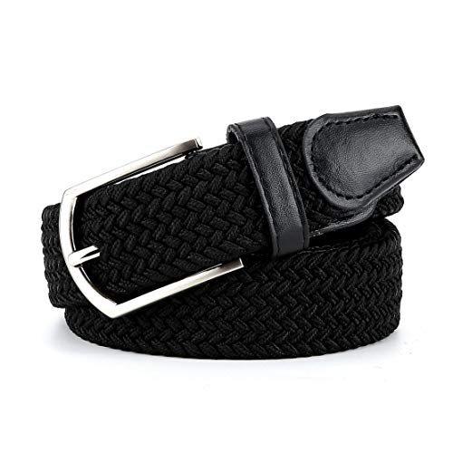 Radmire Unisex-Adults Braided Canvas Elastic Fabric Belt with Multicolored Herringbone Pattern, 11 Colors & 7 Sizes, Brown, 1.3 inches Wide, Elastic Band, Lightweight, Hiking, Golf, Adults, Unisex