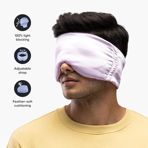 Image of Frido Sleep Eye Mask for Men & Women | Ultra-Soft Sleeping Eye Mask | Light Blocking Design | Multi-Adjustable Strap | No Pressure Fit | Lightweight Sleep Eye Mask For Home & Travel Use (Lavender)