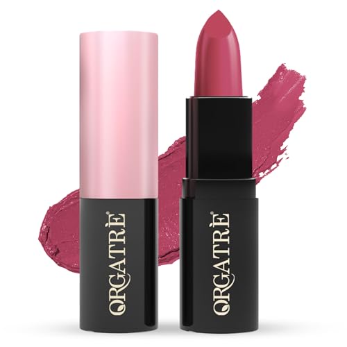 Image of Orgatre MoodBliss Creamy Matte Long Lasting Bullet Lipstick for Women | Intense Colour, Keeps Lips Moisturised | Non-Drying | Highly Pigmented Non-Transfer Formula | Enriched with Almond Oil (Tropical Parfait, 3.2 gm)