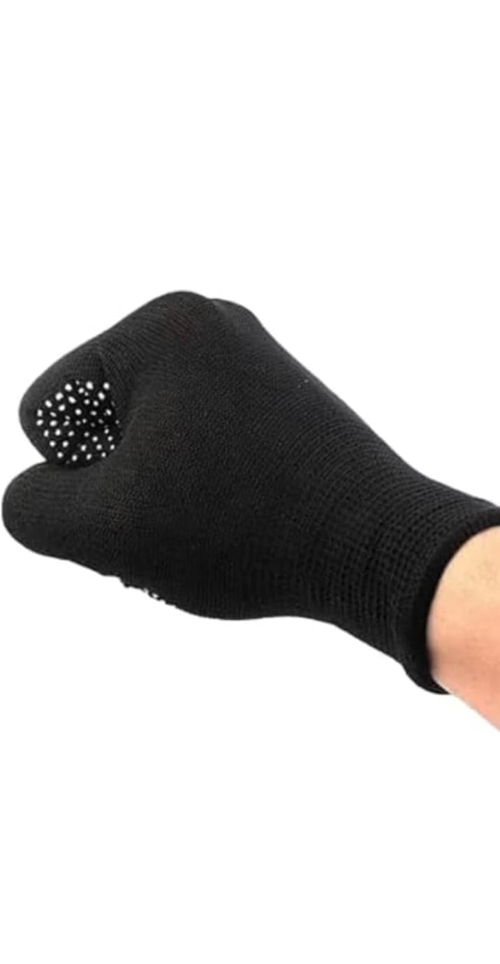 Non-Slip Grip Gloves, Black, with Dotted Palm, Knitted Cotton Blend, for Yoga, Pilates, Fitness-image-16