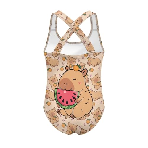 Image of Girls One Piece Swimsuits Summer Quick Dry Crewneck Beach Bathing Suit Cross Shoulder Strap Swimwear 5-14 Years
