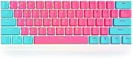 Guffercty kred 61 Keycaps 60 Percent Miami Keycaps Set PBT Ducky Keycap Backlit OEM Profile with Key Puller for Cherry MX Switches Mechanical Gaming Keyboard (Miami)