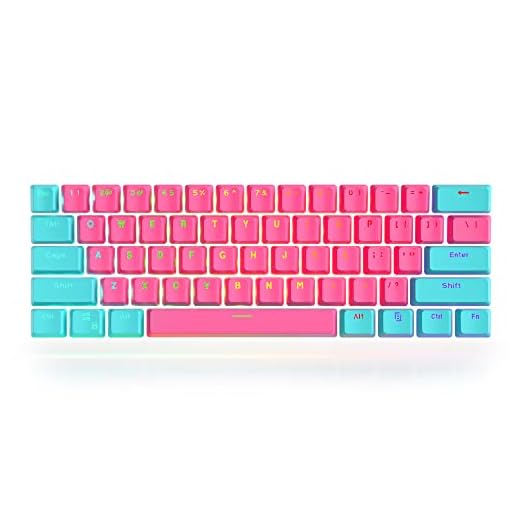 Guffercty kred 61 Keycaps 60 Percent Miami Keycaps Set PBT Ducky Keycap Backlit OEM Profile with Key Puller for Cherry MX Switches Mechanical Gaming Keyboard (Miami)