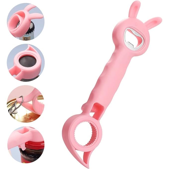Swagger Adorable Hippo Animal Shape Multifunctional (4 in 1) Opener Kitchen Tool, Easy Hand Grip and Protects Your Nails for Wine, Cans, Sauce Bottles,Jam,Beer and other soft drinks