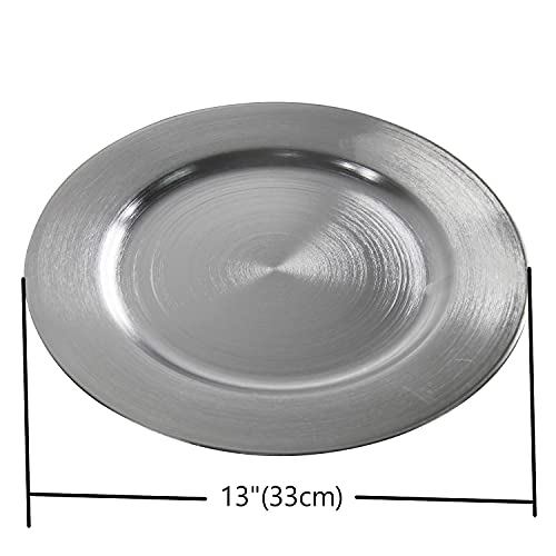Welmatch Metallic Silver Charger Plates Rings - 12 Pcs 13 Inch Plasic Round Wedding Party Decroation Charger Plates (Metallic Silver, 12) #TOP1