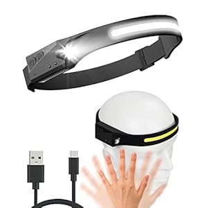 Head Torch Rechargeable –600 Lumens 230 Degree 5 Modes Motion Sensor Headlamp, Widen View LED Head Torch, Hands-Free…