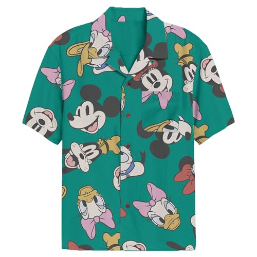 Disney Camisa Abotonada Mickey and Friends para Hombre, Color