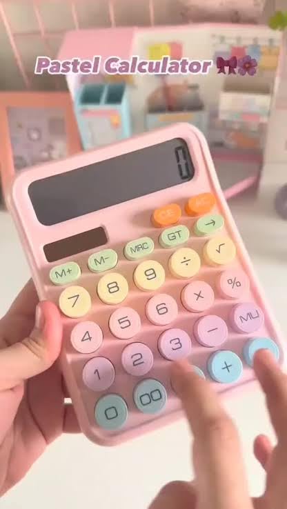 Image of Mechanical Pushbutton Calculator,12 Digit Large LCD Display,Big Buttons Easy to Press,Colorful Candy Financial Calculator,Automatic Sleep,with Battery.for Office,School, Home (Blue)