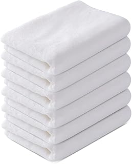 PYD Life 6 Pack 22 x 15 Inch Sublimation Blanks White Towel Sports Yoga Bath Beach High Absorbent Polyester Hand Face Towel for Cricut Autopress Heat Transfer Print