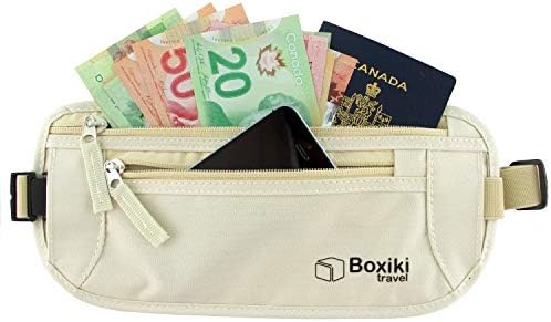 Boxiki Travel Money Belt - RFID Blocking Money Belt | Safe Waist Bag, Secure Belt for Men and Women Fits Passport, Wallet, Phone and Personal Items. Running Belt, Fanny and Waist Pack