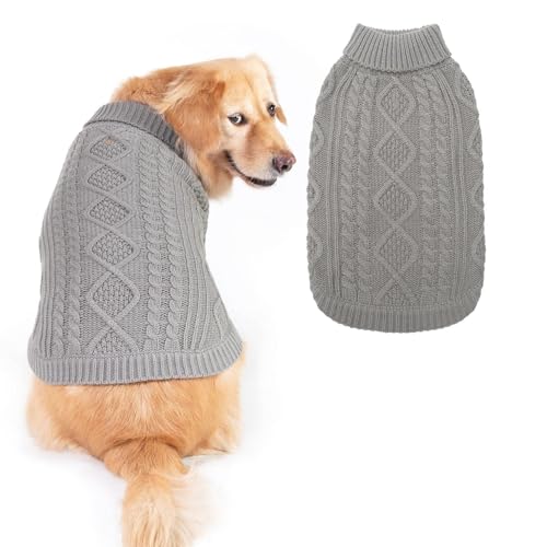 Image of BINGPET Dog Sweater for Large Dogs, Turtleneck Knitted Clothes