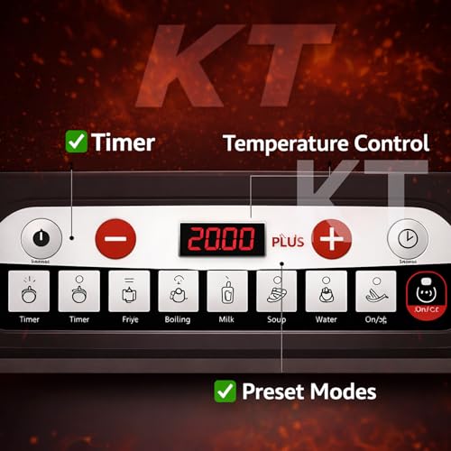 Image of DRUMSTONE ( 2026 Brings 15 Years Warranty ) 2000W Induction Cooktop with 4 Digit Display, Slide Control, 9 Power Levels, Timer & Overheat Protection | Portable Electric Stove