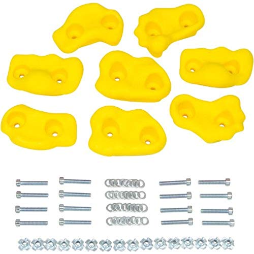 Swing Set Stuff Small Textured Rock Holds (Yellow) with SSS Logo Sticker (Set of 8)