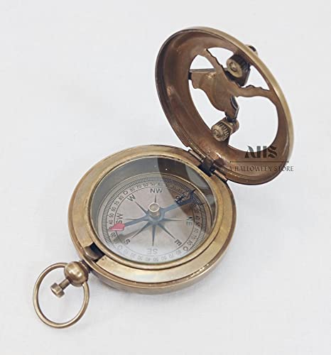 Brújula de Bolsillo de Latón Artesanal con Sundial