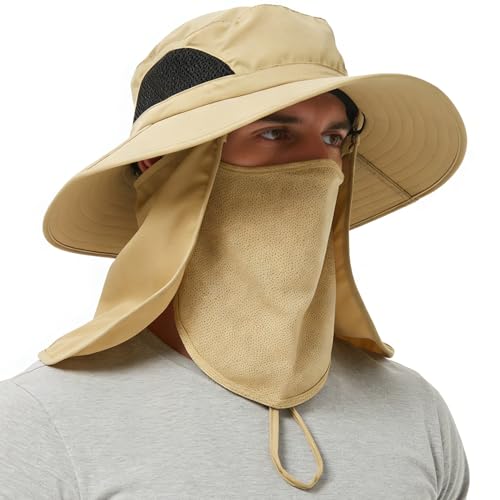 Image of Wide Brim Sun Bucket Hat, Waterproof Boonie Hat for Men & Women | UPF 50+ UV Protection, Adjustable Fit, Chin Strap & Sweatband, Foldable Durable for Fishing Hiking Garden Beach