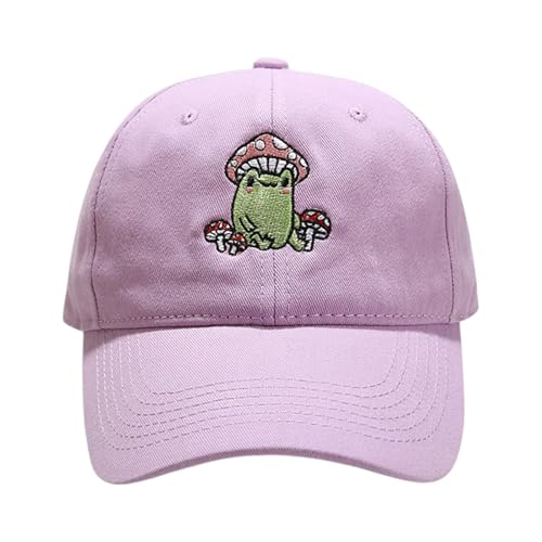 Generisch Gorra de béisbol para mujer con bordado de rana – Bonito gorro de estilo Cottagecore | Gorra ajustable para un aspecto lúdico, Style_j04purple, Talla única