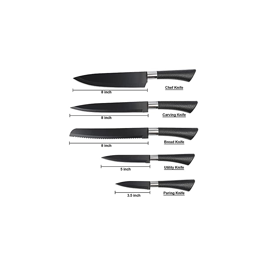 Kitchen-Knife-Set-with-Sheaths-Professional-Chef-Knives-Set-for-Multipurpose-Cooking-Ultra-Sharp-Stainless-Steel-Black-Kitchen-Knives-Set-with-PP-Handle-Dishwasher-Safe-5-Pieces-Set-Boxed-Knife Maiduo Kitchen Knife Set Sheaths- Professional Chef Knives Set for Multipurpose Cooking, Ultra Sharp Stainless Steel Black Kitchen Knives Set PP Handle, Dishwasher Safe, 5 Pieces Set Boxed Knife